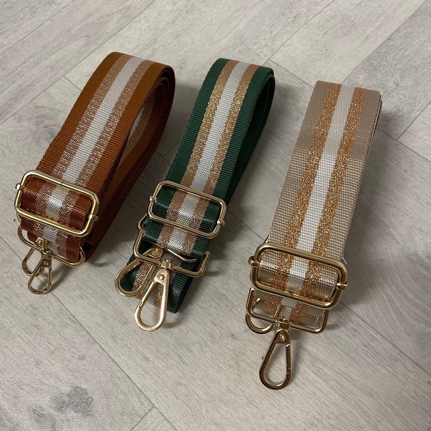 Gold Stripe Gold Hardware Bag Straps