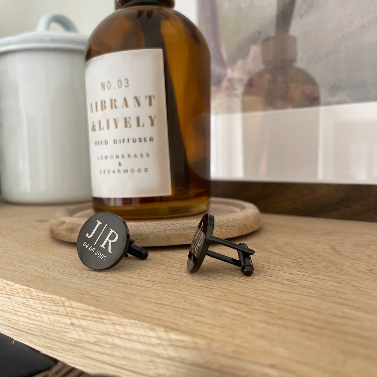 Personalised Men’s Monogram & Date Metal Cufflinks