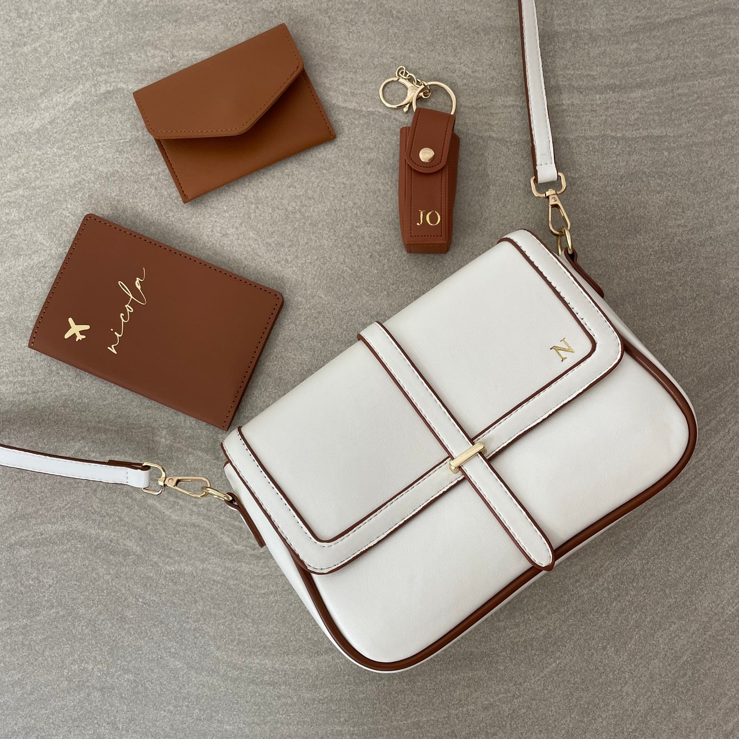 Personalised Embossed Soft Faux Leather Satchel Cross Body Bag