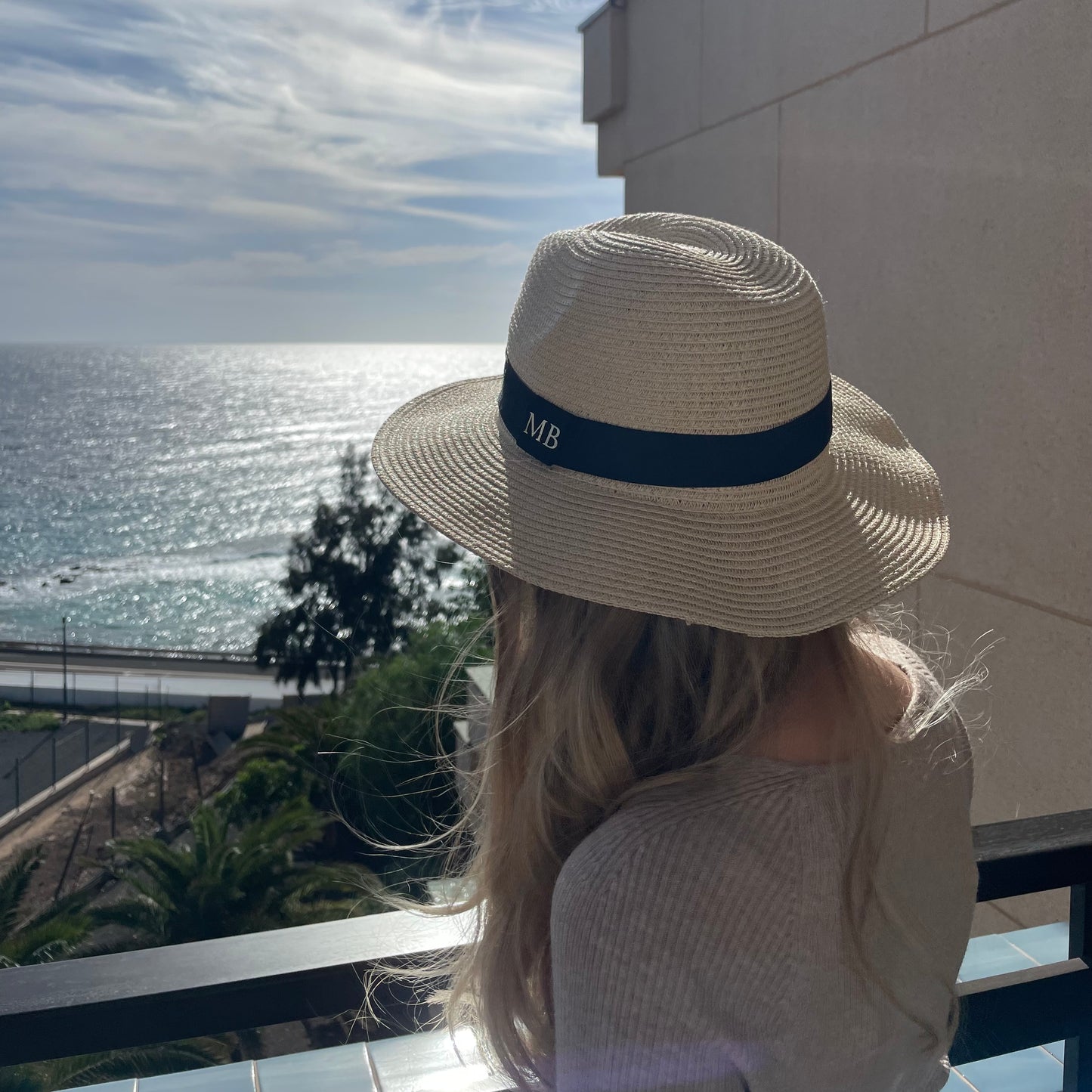 Personalised Initial Monogram Beach Summer Fedora Sun Hat Straw Hat