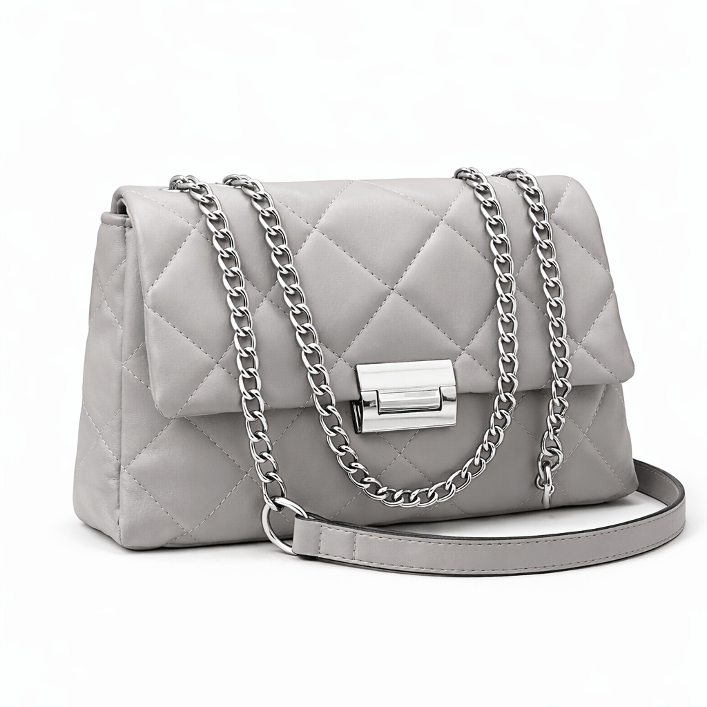 Grey chain shoulder bag