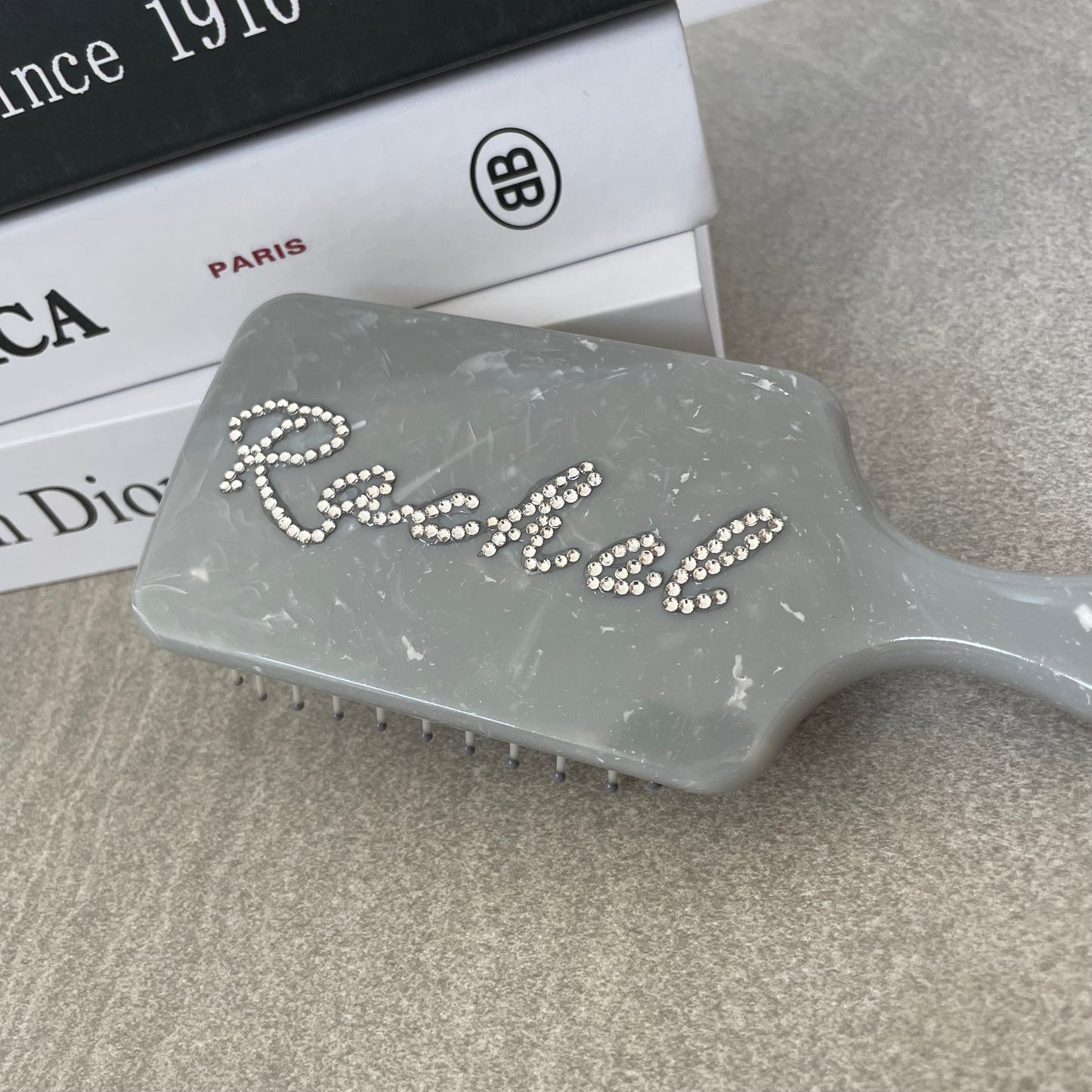 Personalised Marble Diamante Hair Brush