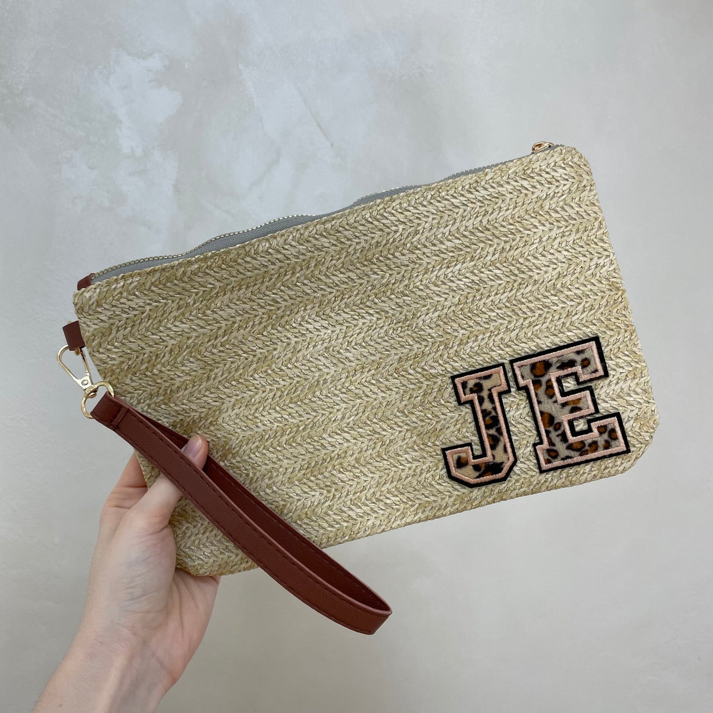 Personalised Leopard Patch Clutch Bag
