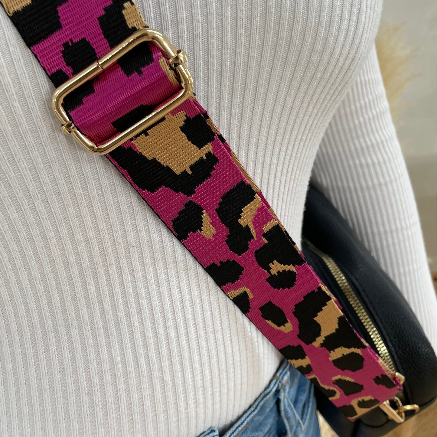Personalised ELLIE Embossed Faux Leather Leopard Print Cross Body Bag & Purse Set