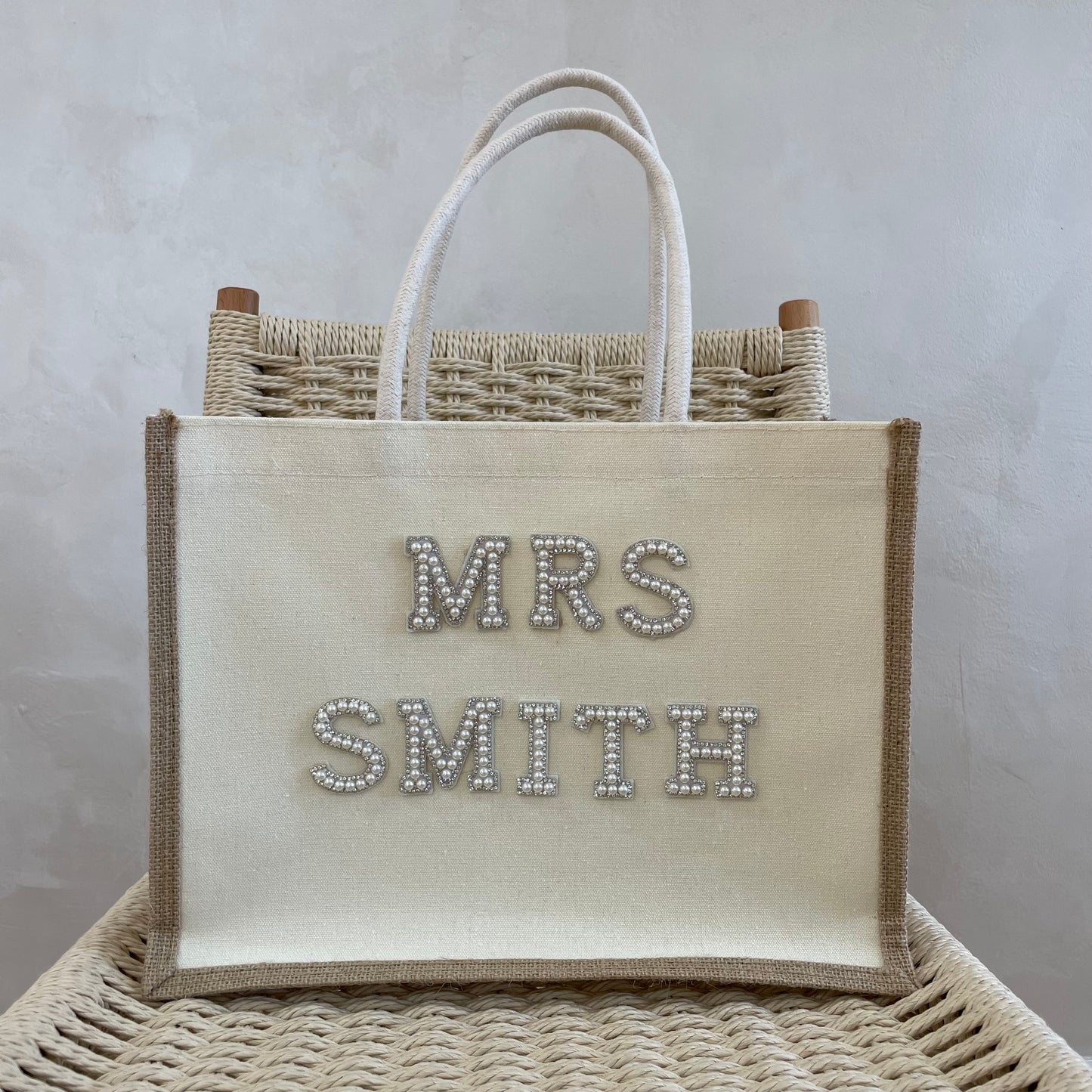 Personalised Pearl Patch Tote Bag