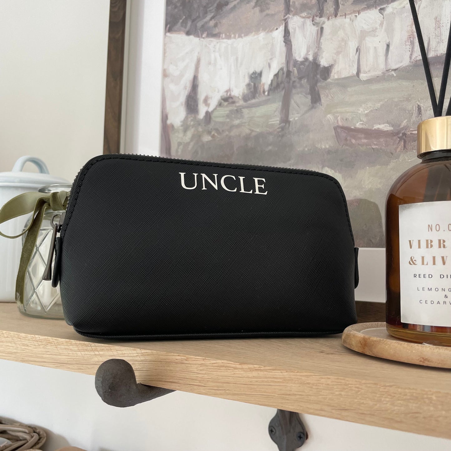 Personalised Mens Saffiano Leather Toiletry Bag