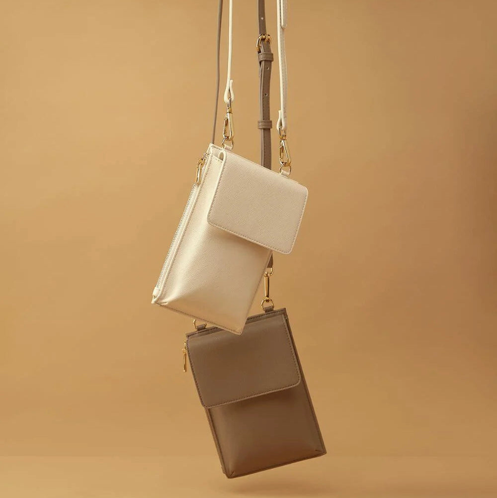 Personalised Saffiano Leather cross Body Phone Document Holder