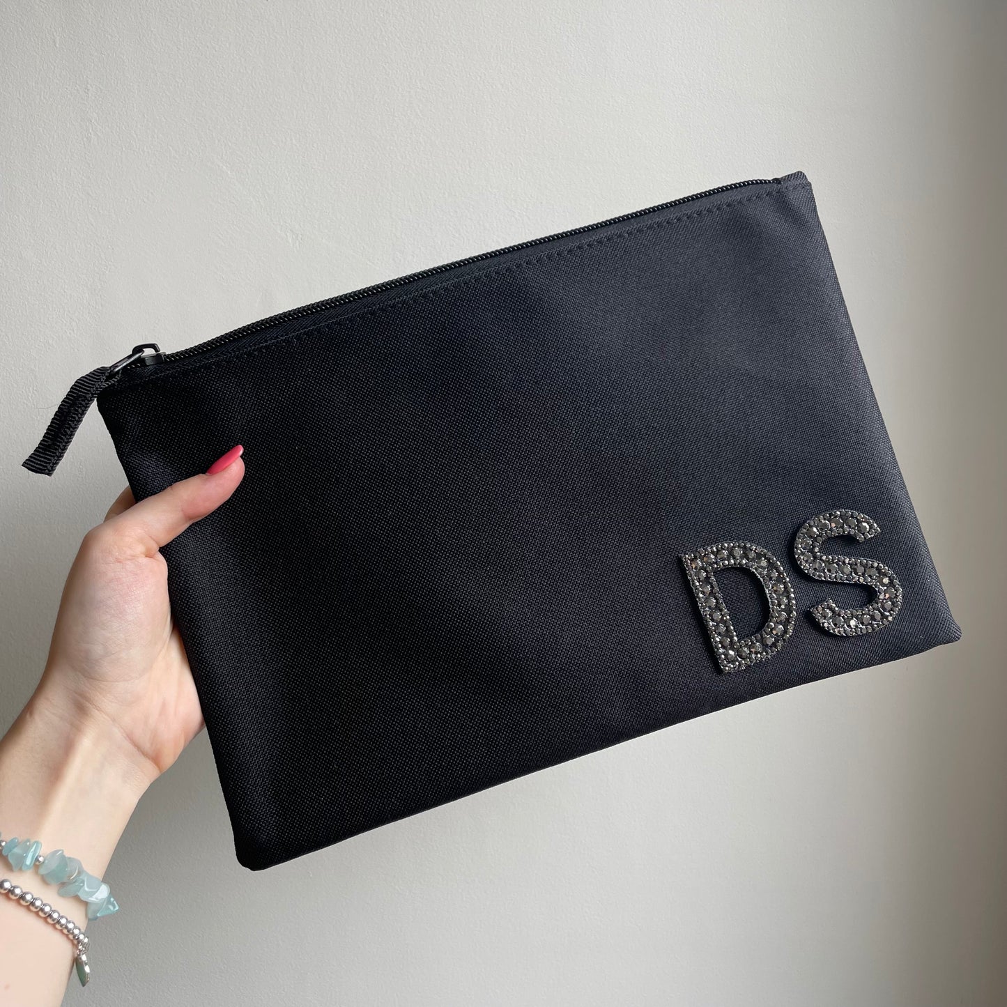 Personalised Zip Pouch Clutch Patch Toiletry Makeup Cosmetic Bag