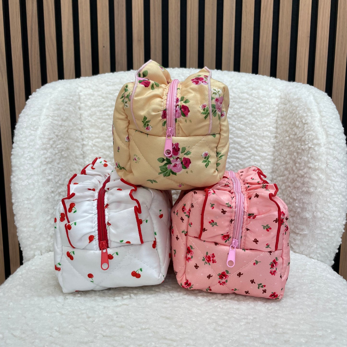 Personalised Ruffle Embroidered Makeup Cosmetic Bag