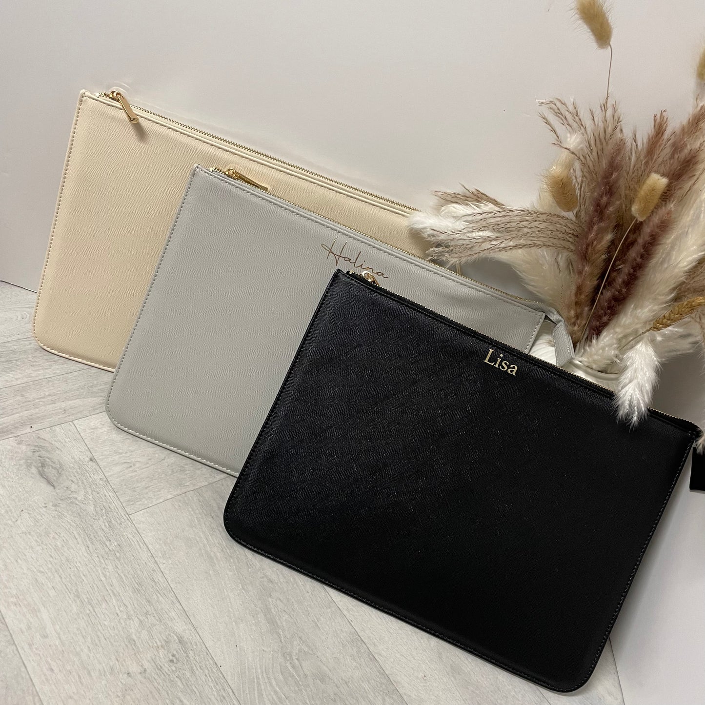 Personalised Saffiano Leather Document Briefcase Laptop Case Sleeve