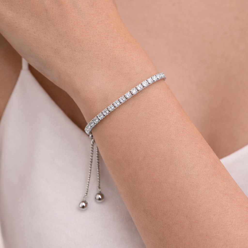 Silver crystal tennis bracelet