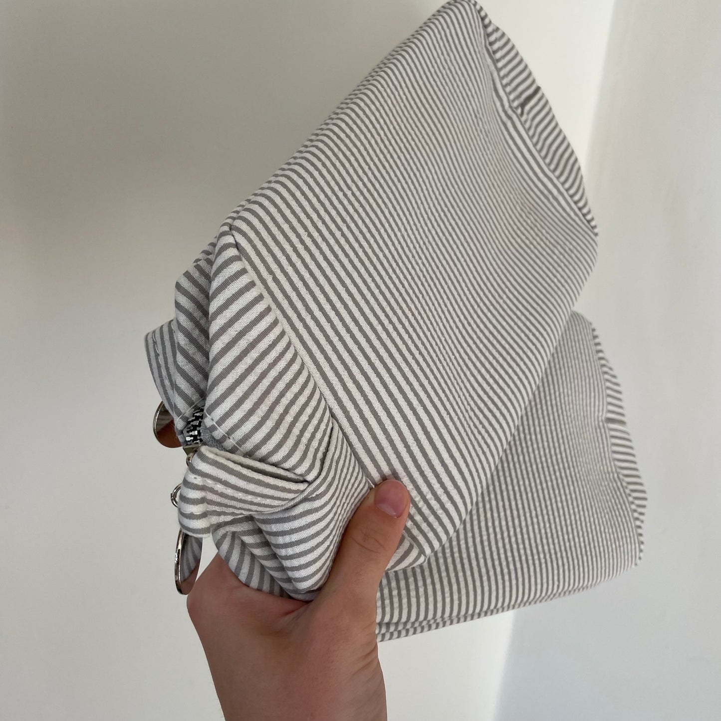 Personalised Grey Pinstripe Pouch