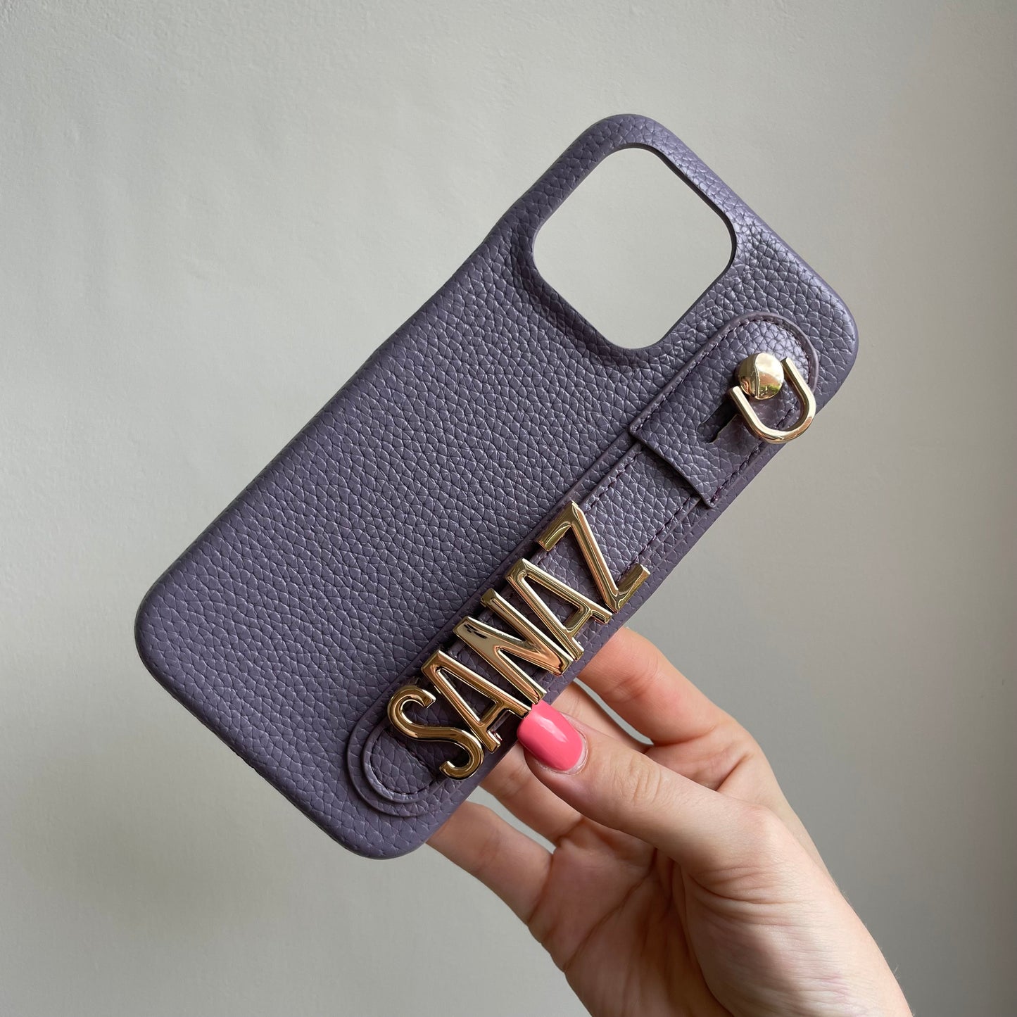 Personalised Faux Leather Name Holdall Strap Phone Case