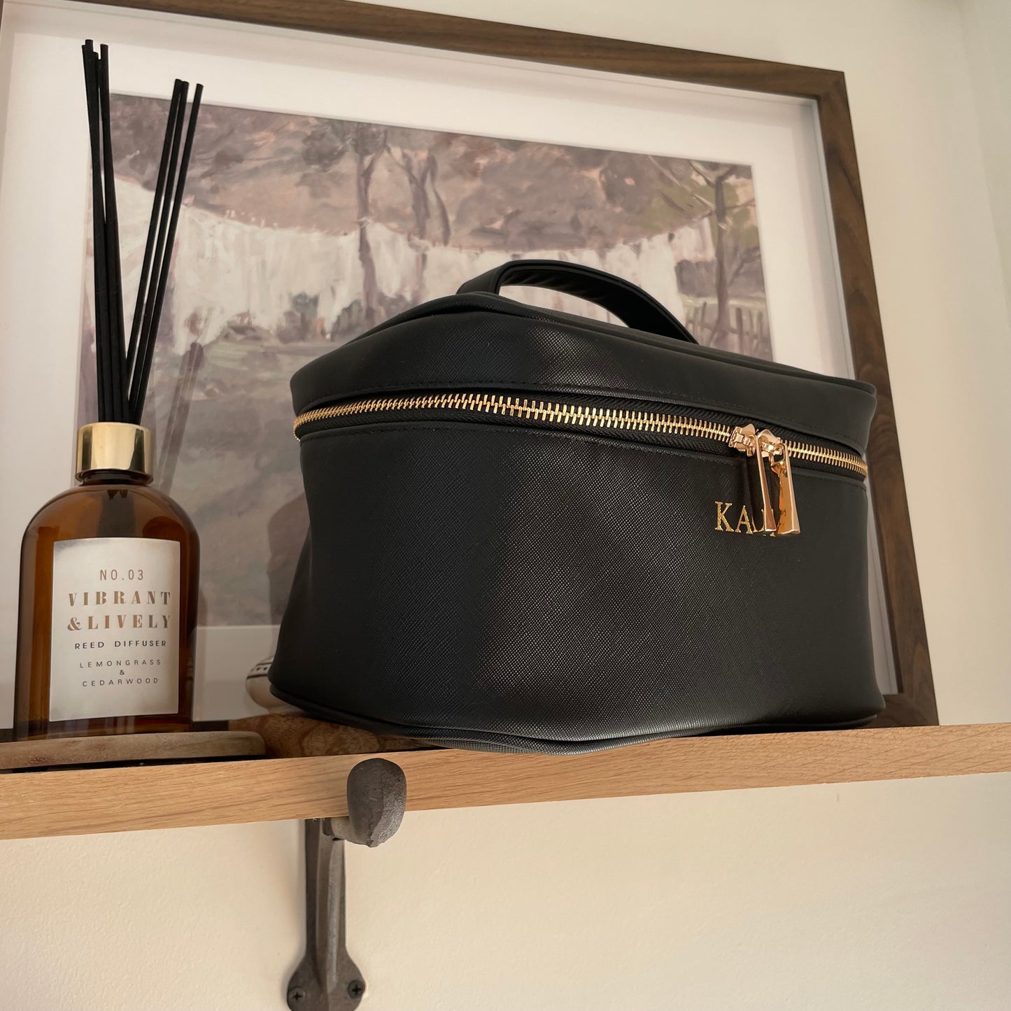 Personalised Saffiano Leather Makeup Zip Around Carry Case