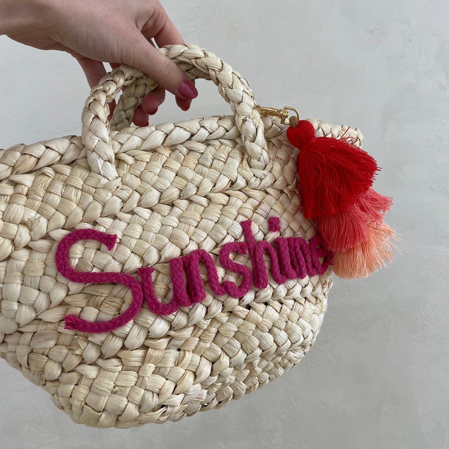 Personalised Mini Straw Basket Bags