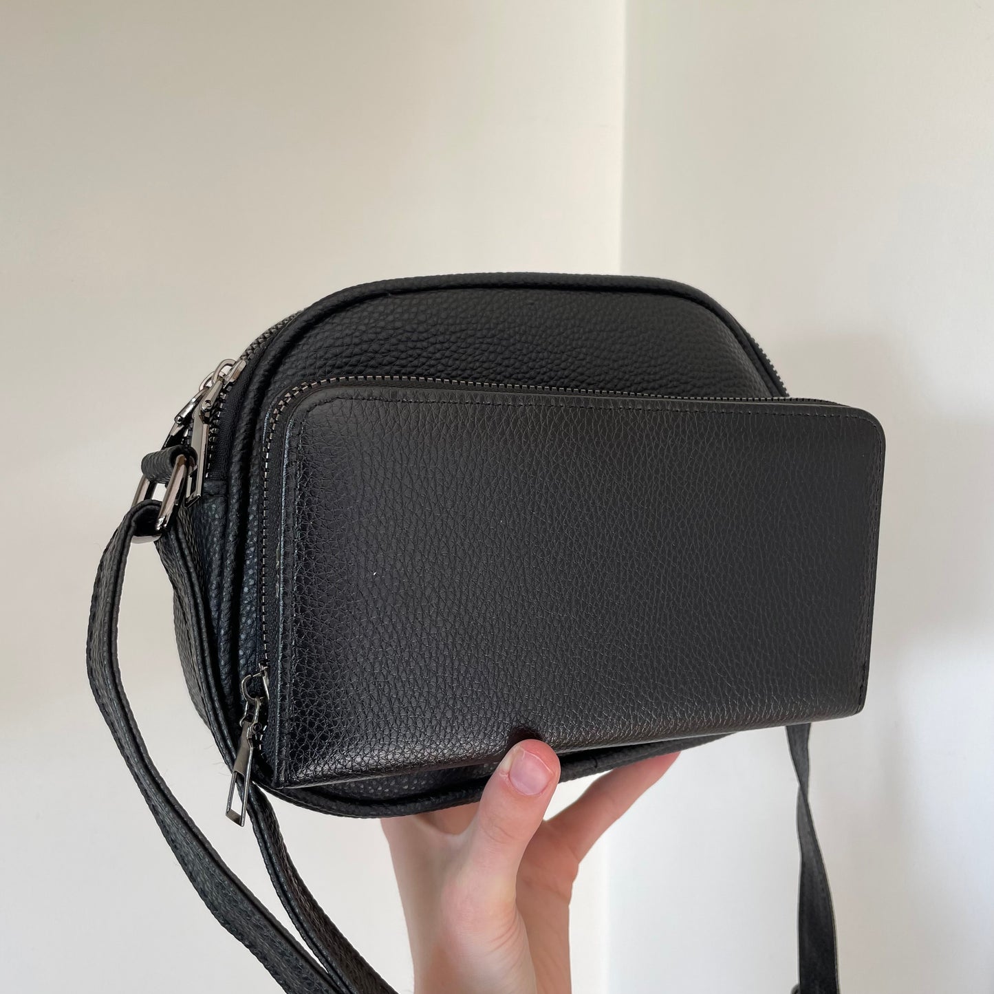 Personalised Black Embossed Cross Body Bag & Long Purse Set