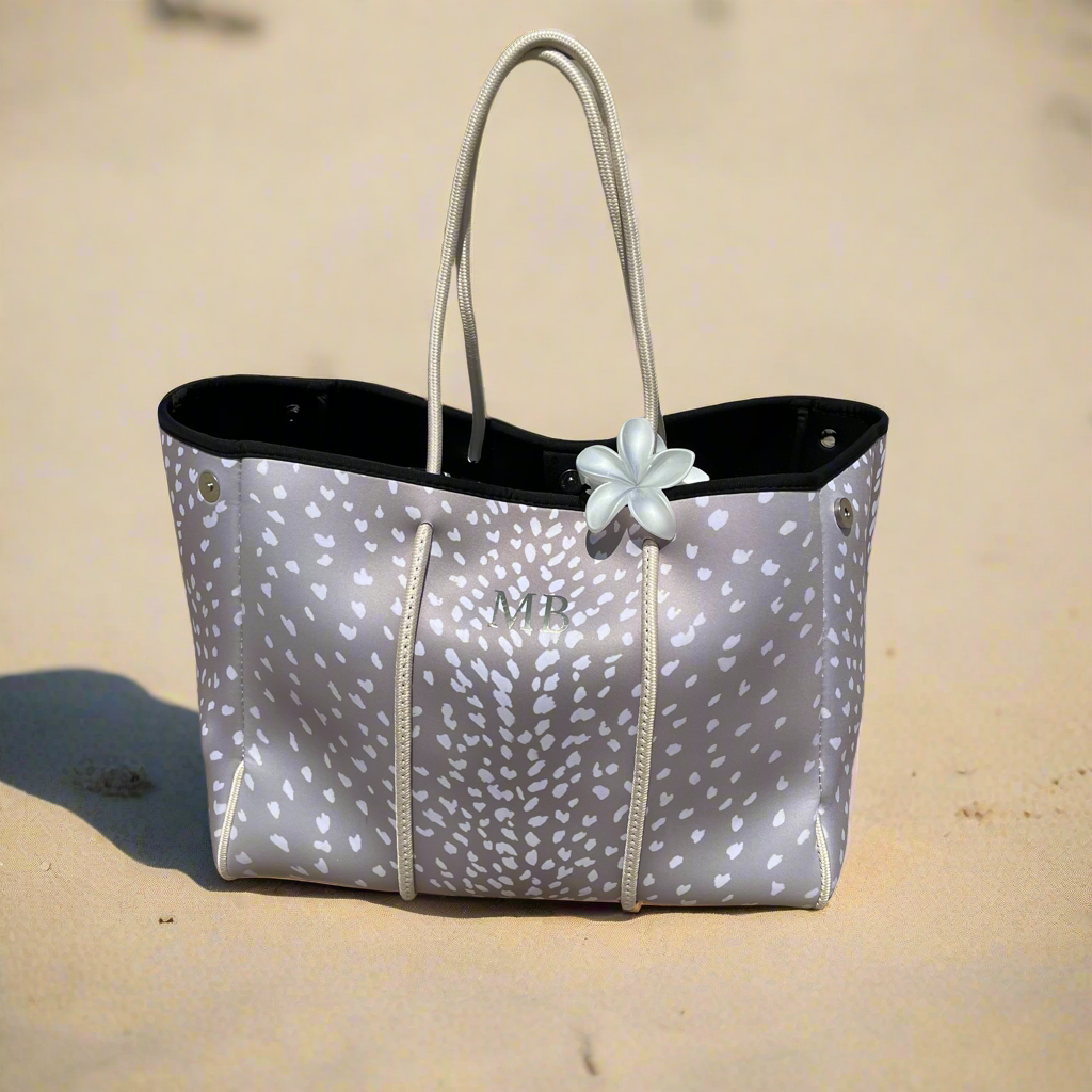 Personalised Nude Speckled Neoprene Patch Tote Bag & Pouch