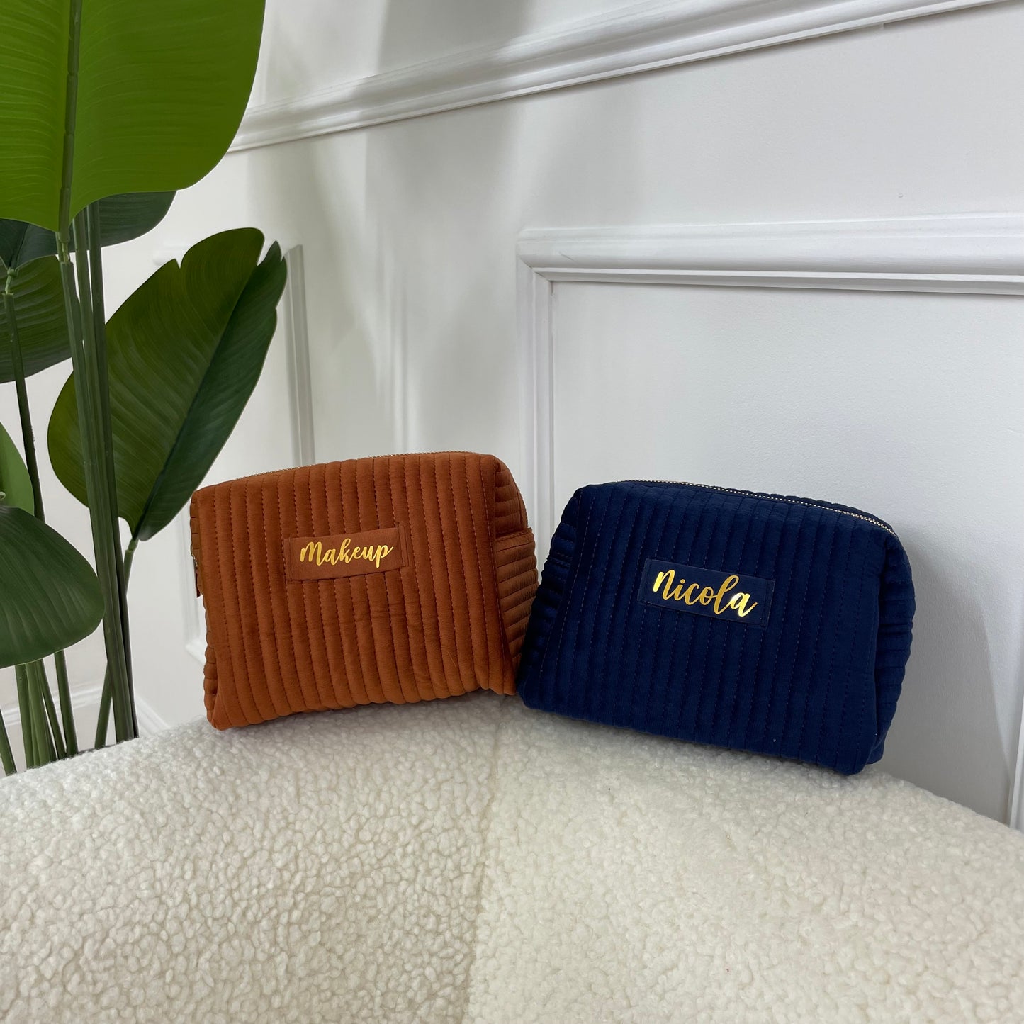 Personalised Soft Velvet Makeup Cosmetic Bag