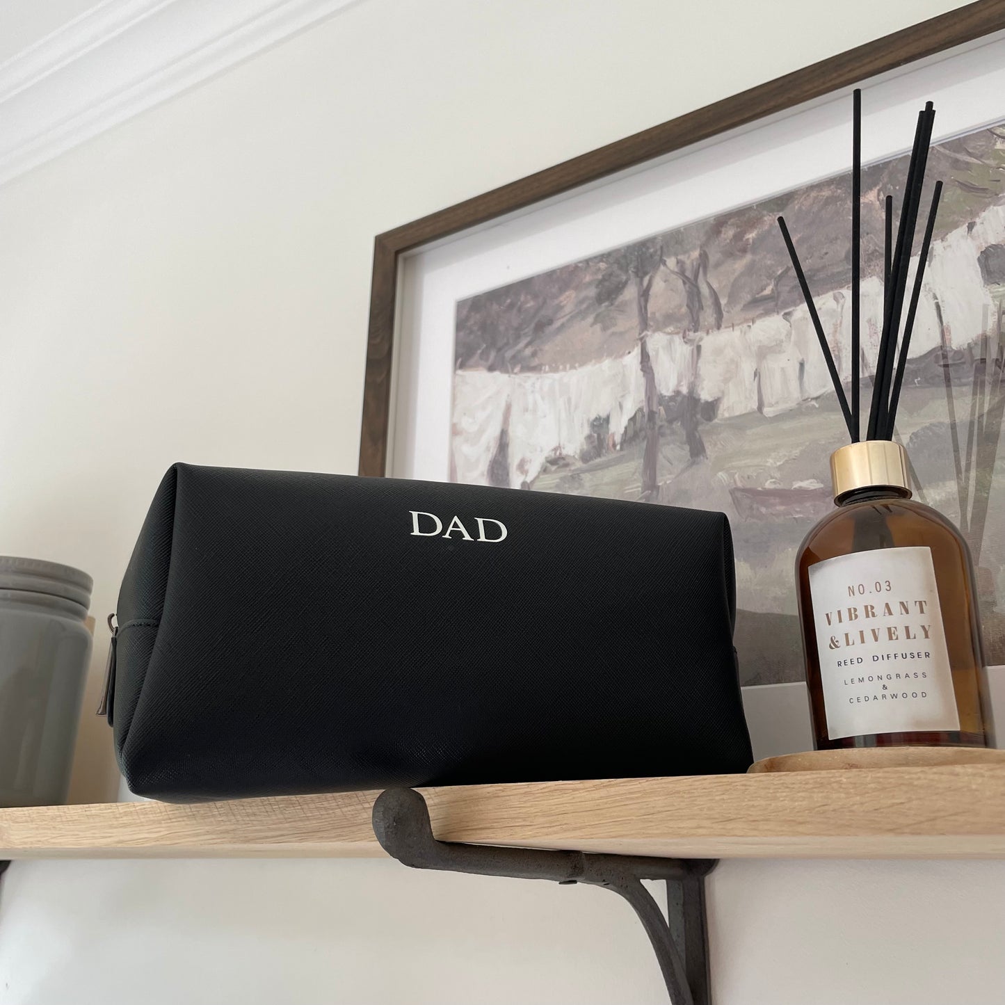 Personalised Saffiano Leather Makeup Zip Around Cube Bag