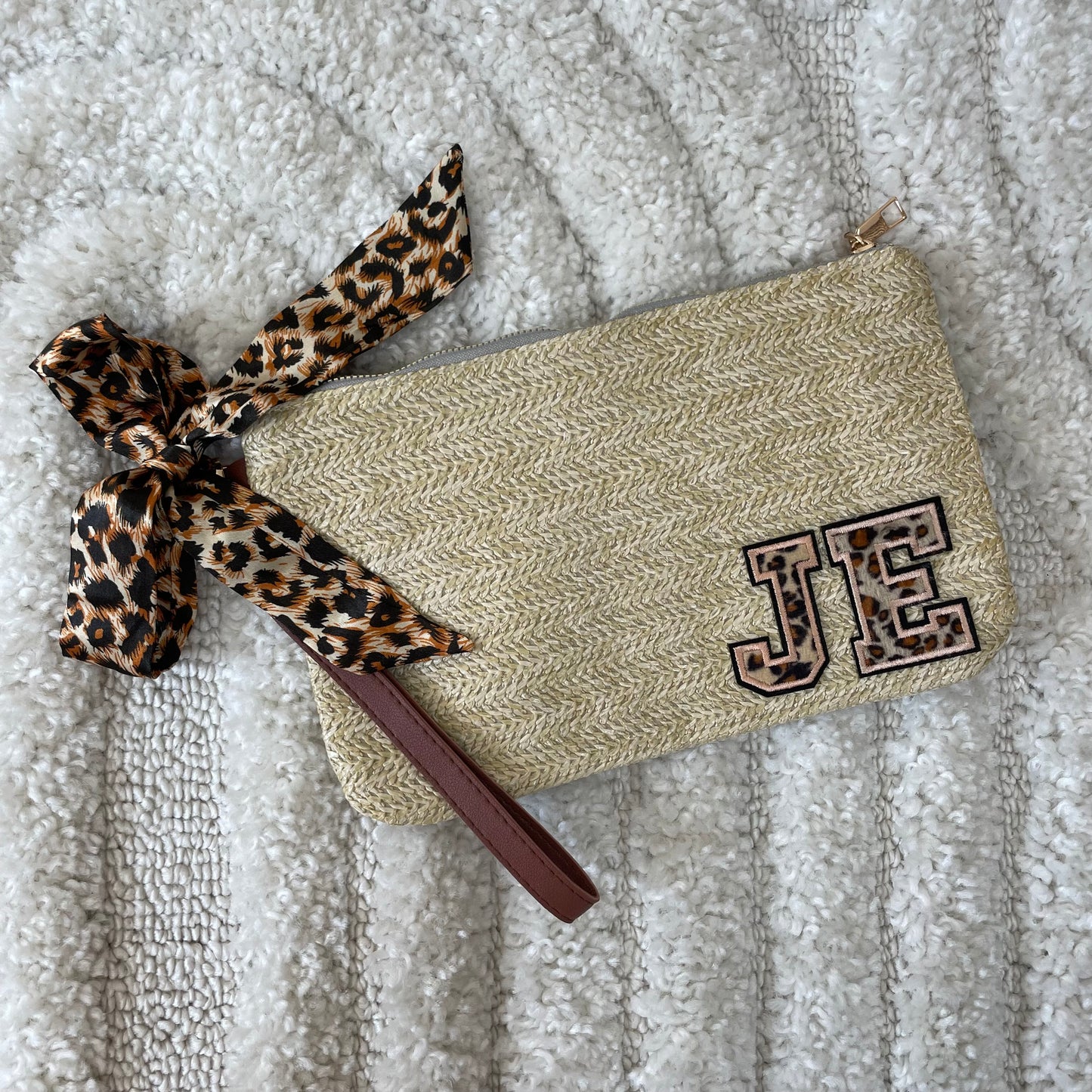 Personalised Leopard Patch Clutch Bag