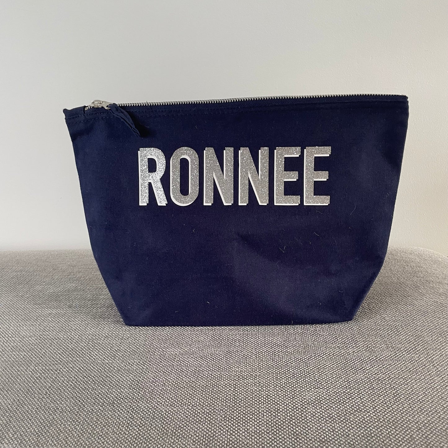 Personalised Block Capitals Canvas Pouch Toiletry Makeup Cosmetic Bag Pencil Case