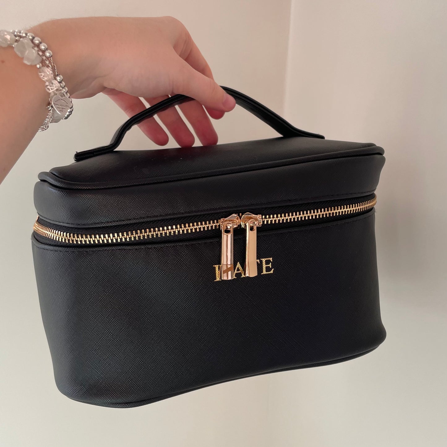 Personalised Saffiano Leather Makeup Zip Around Carry Case