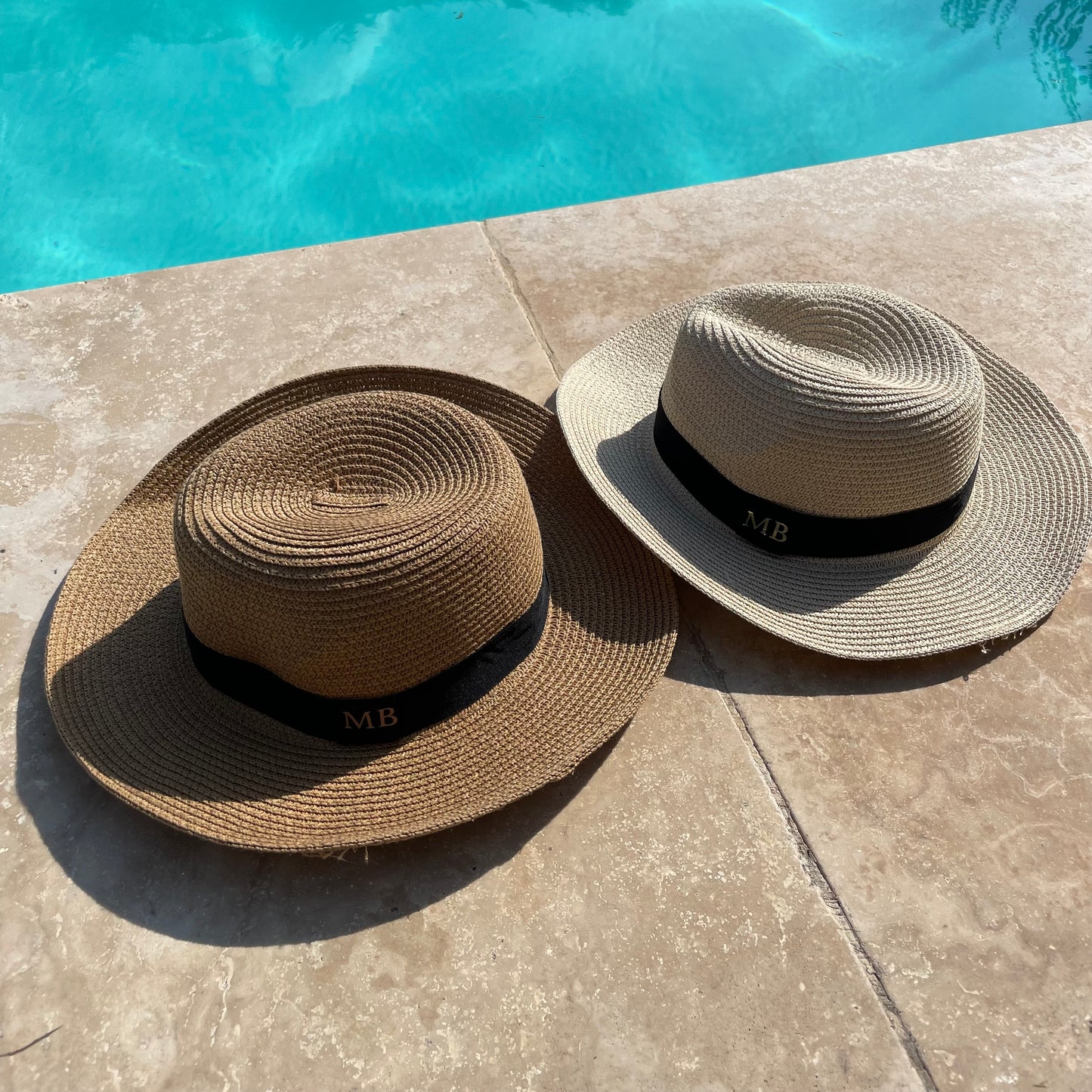 Personalised Initial Monogram Beach Summer Fedora Sun Hat Straw Hat