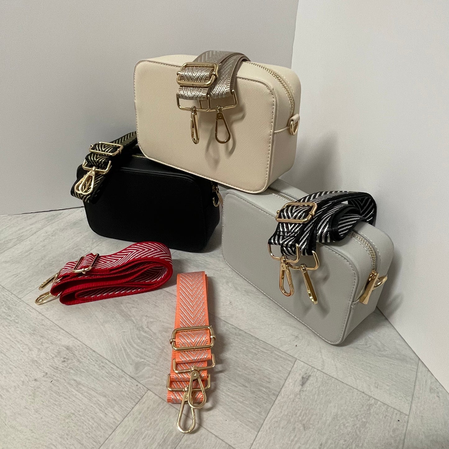 Chevron Gold Hardware Bag Straps