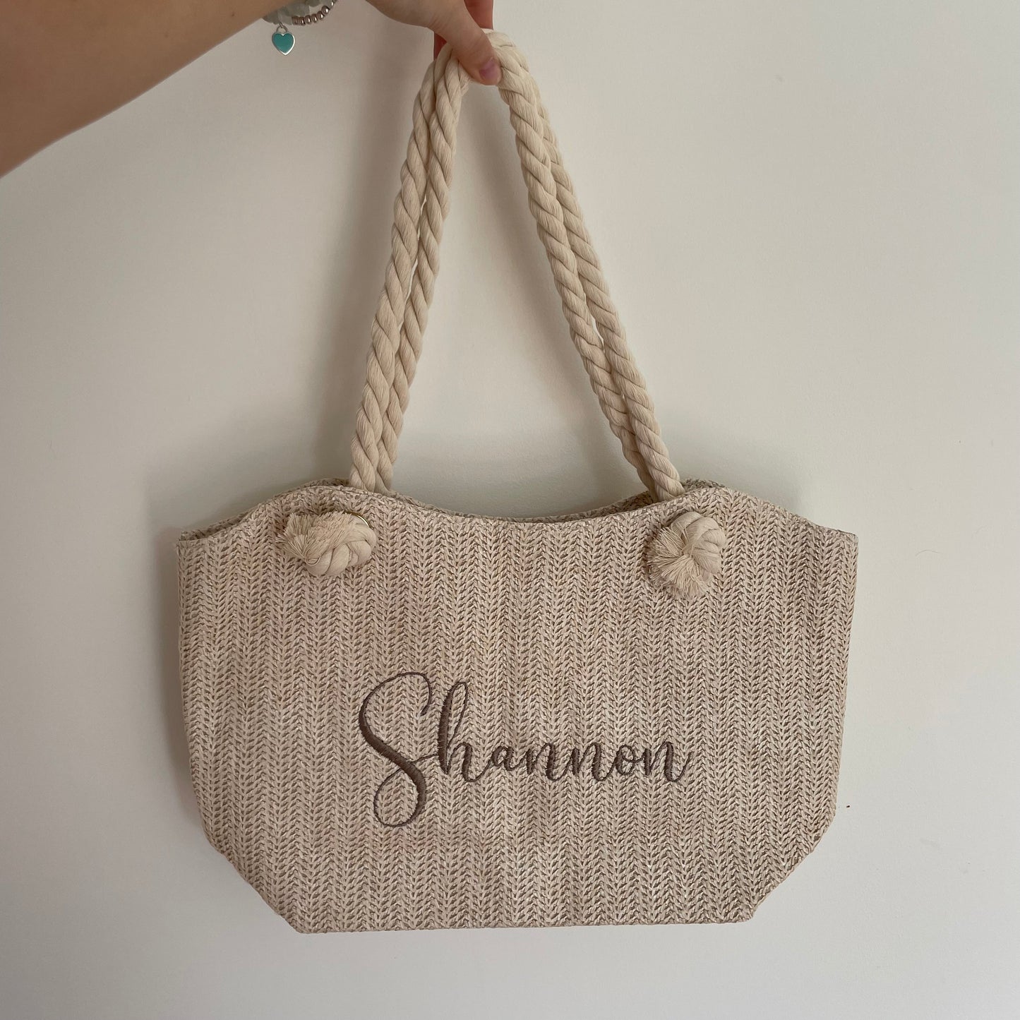 Personalised WILLOW Straw Rope Handle Tote & Clutch bag
