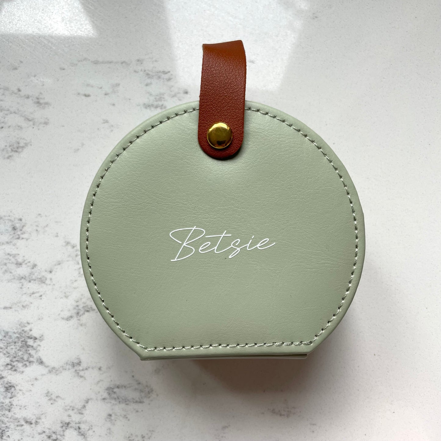 Personalised Circle Travel Jewellery Box