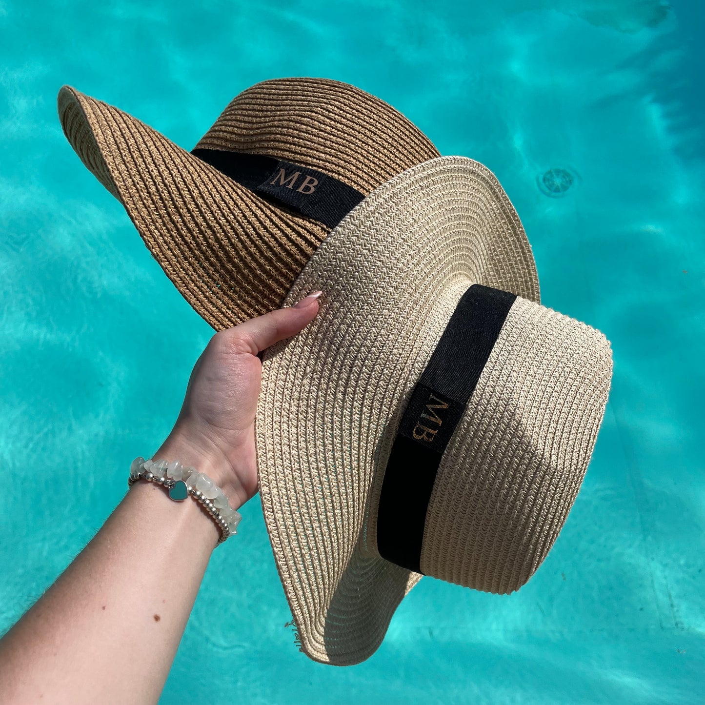 Personalised Initial Monogram Beach Summer Fedora Sun Hat Straw Hat