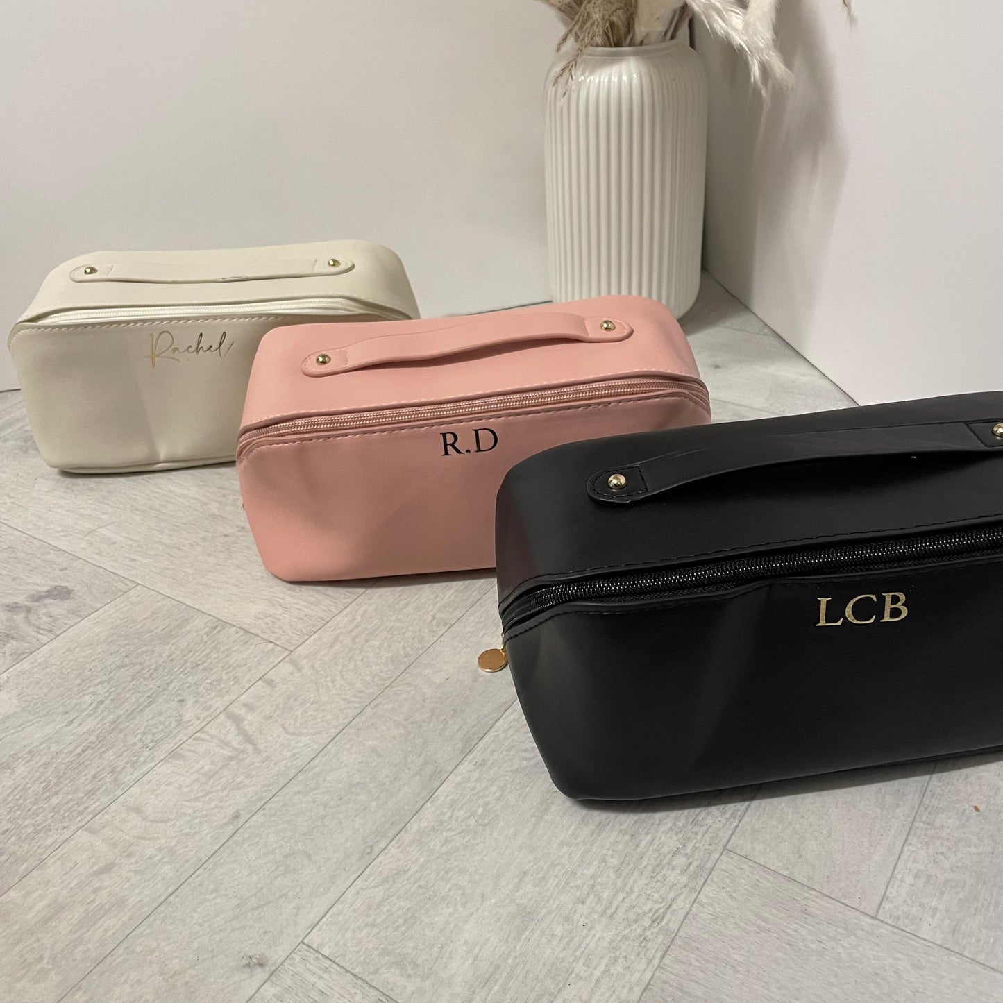 Personalised Zip Around Flat Lay Makeup Bag Toiletry Case