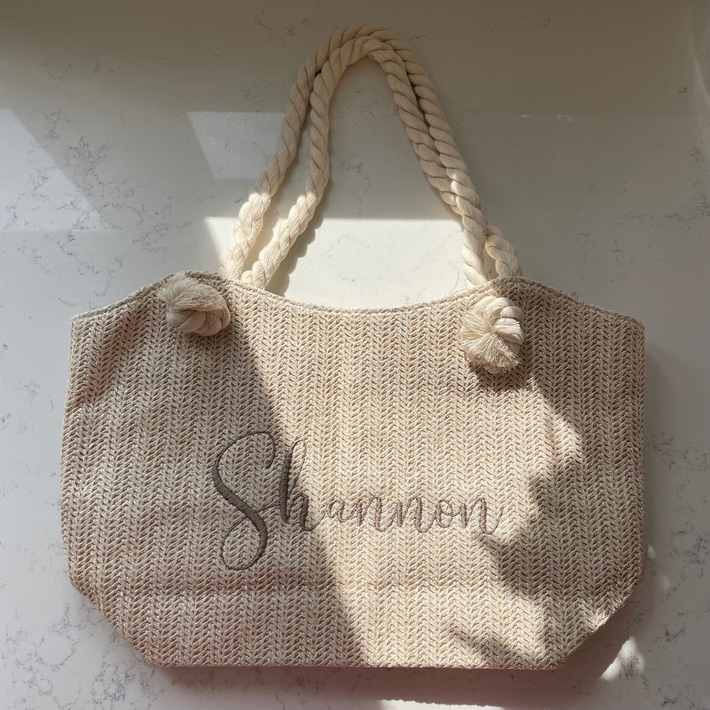 Personalised WILLOW Straw Rope Handle Tote & Clutch bag