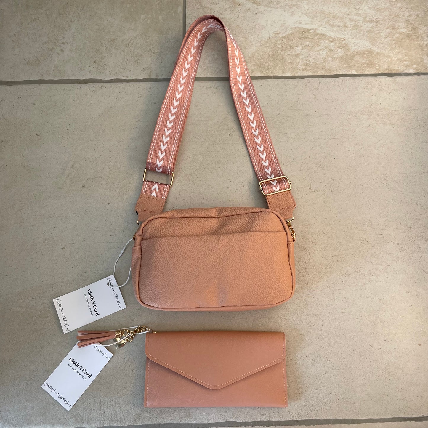 Personalised Pink Cross Body Bag & Long Purse Set