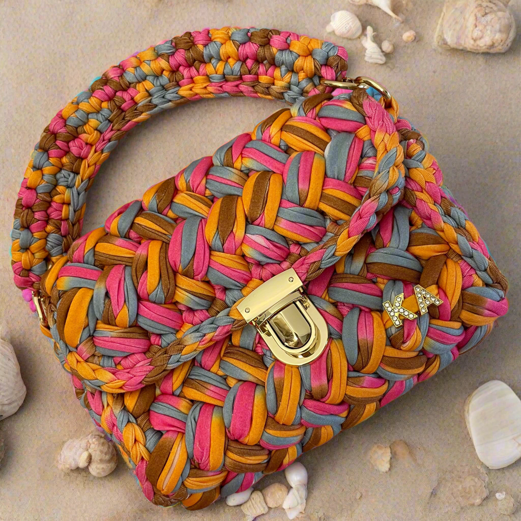 Personalised ALISHA Crotchet Woven Cross Body Bag