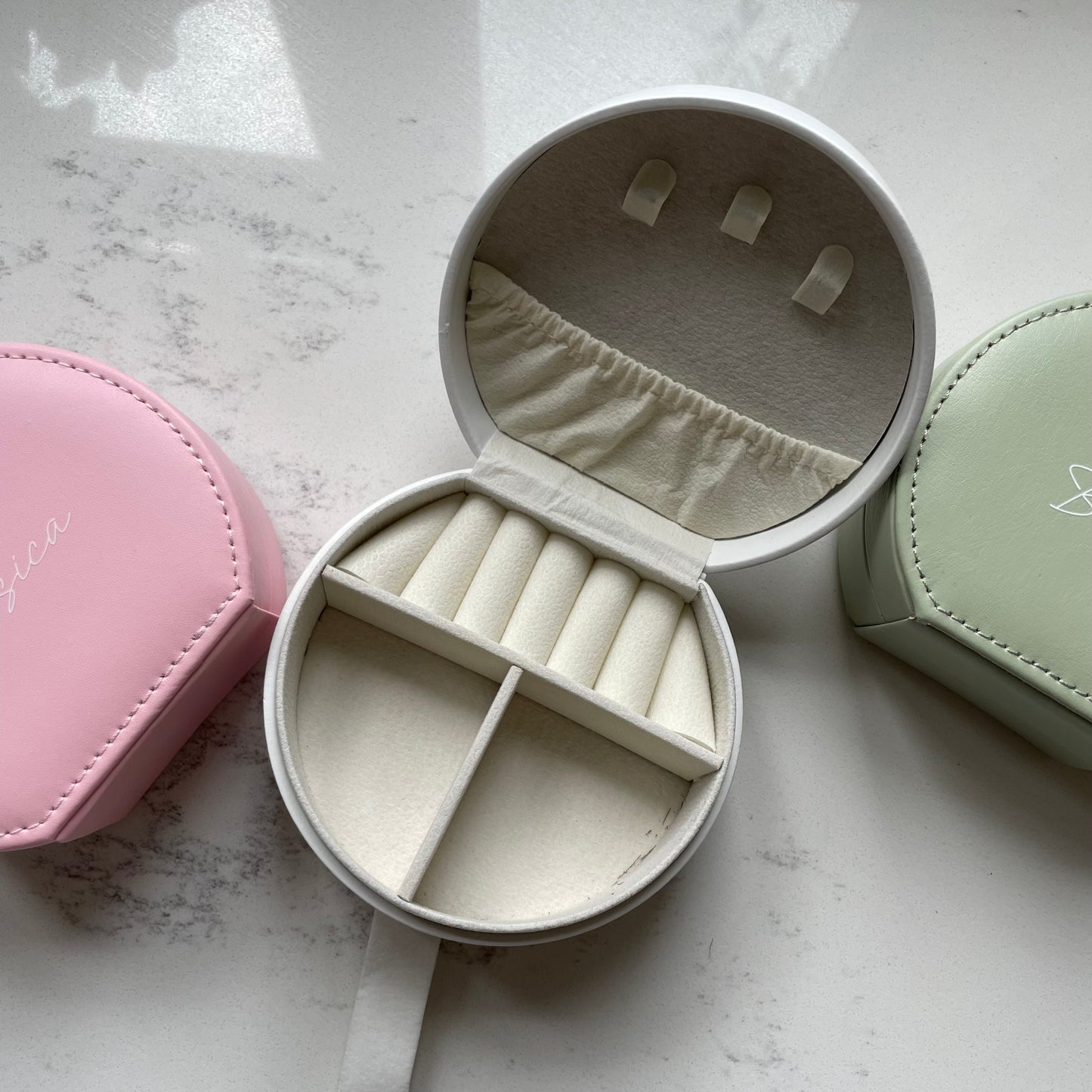 Personalised Circle Travel Jewellery Box