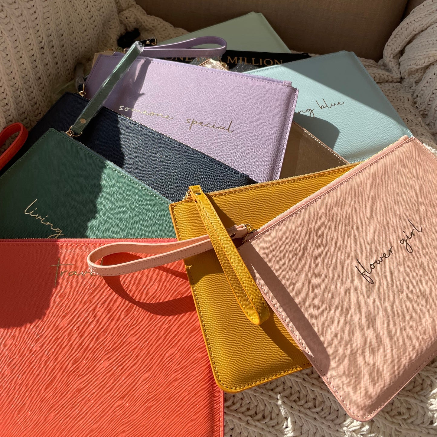 Personalised Saffiano Leather Clutch Bag Zip Pouch