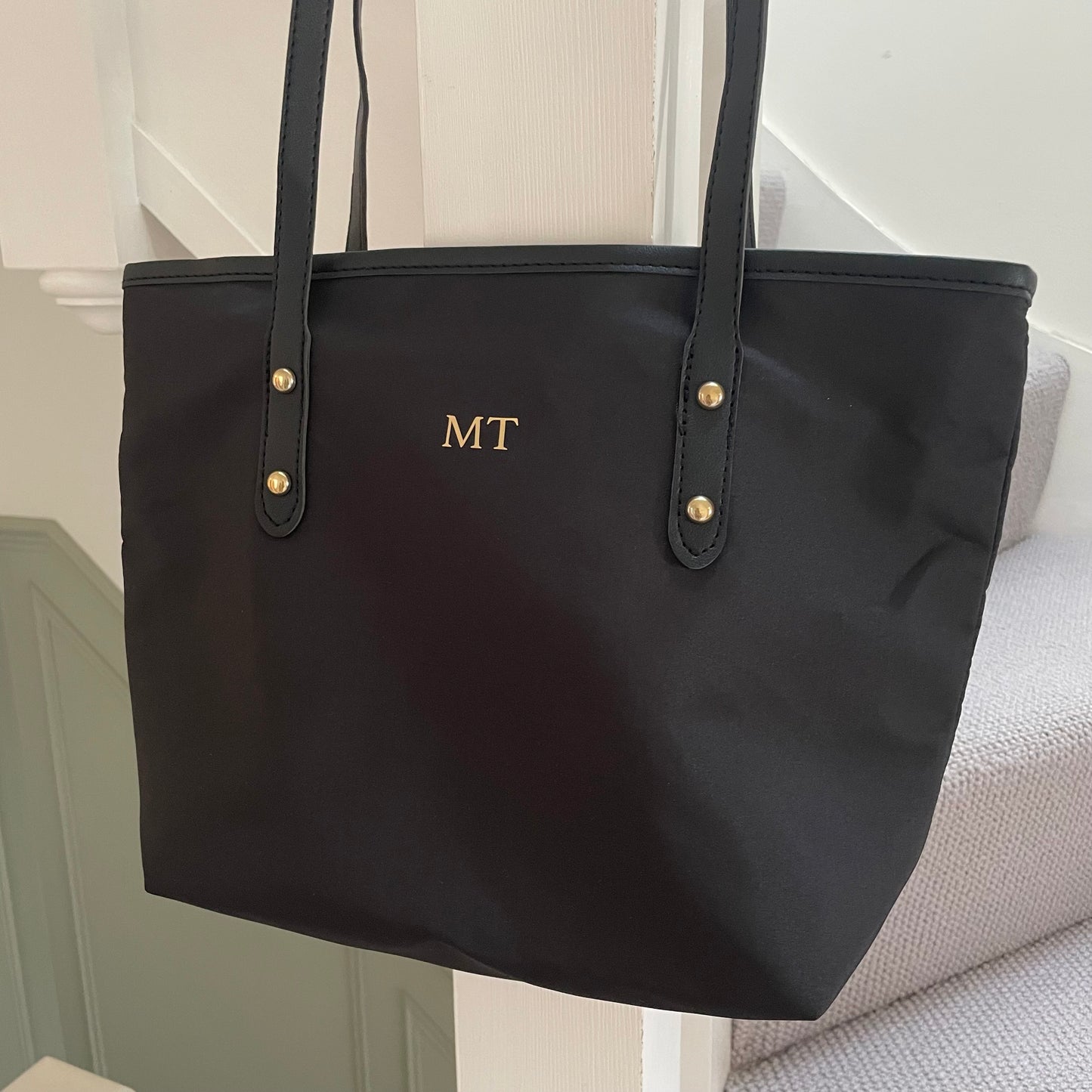 Personalised CHIARA Nylon Gold Button Tote Bags