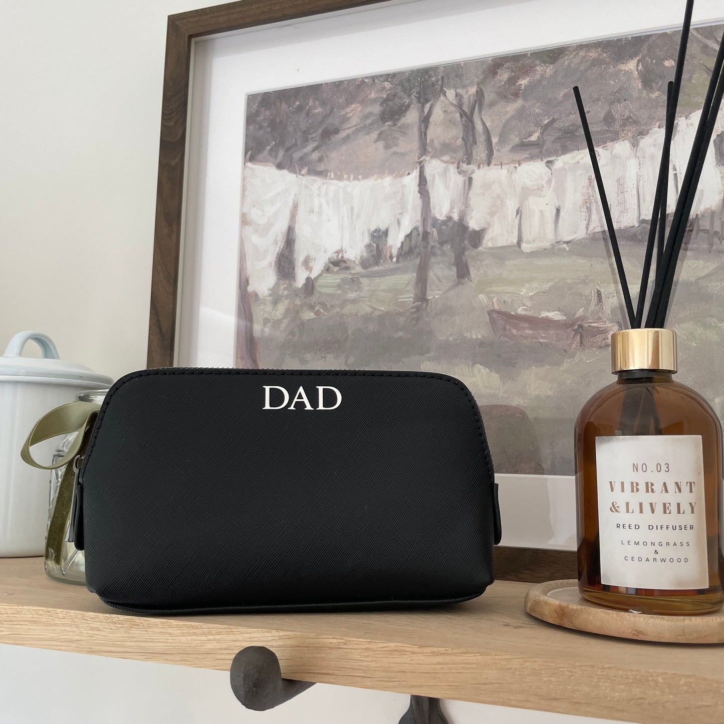 Personalised Mens Saffiano Leather Toiletry Bag