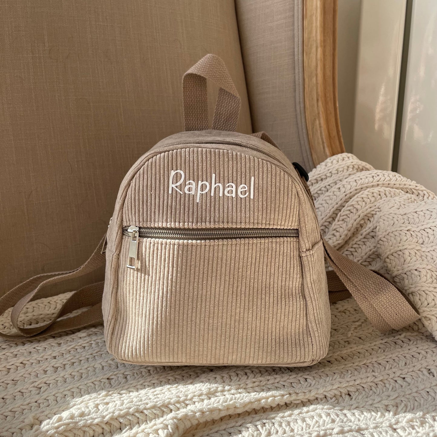 Personalised Children's Corduroy Small Backpack