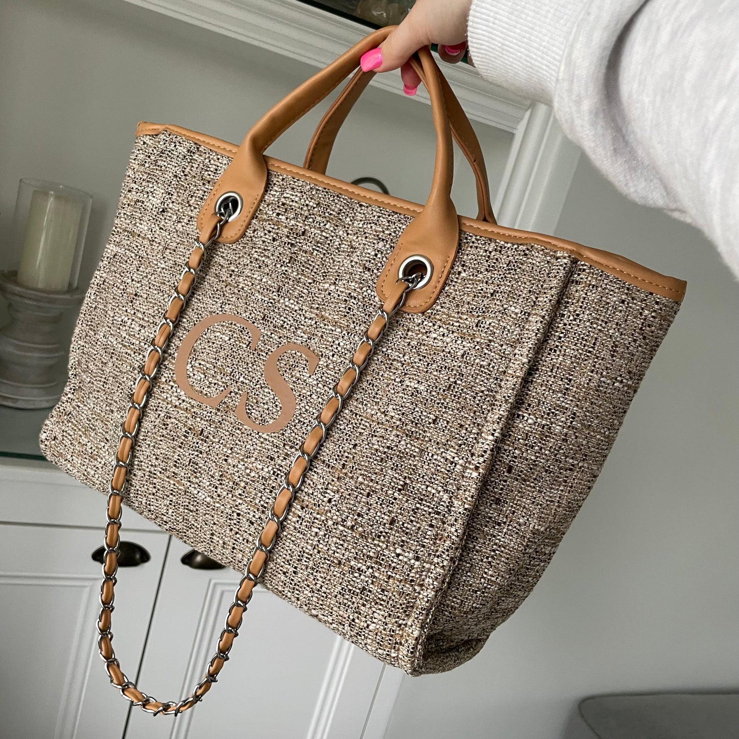 Personalised Static Large Chain Initial Tote Bag