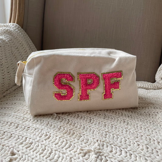 Personalised Patch Canvas Toiletry Makeup Cosmetic Bag Pencil Case