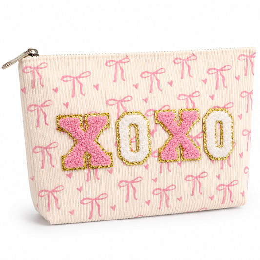 Bow XOXO pink pouch
