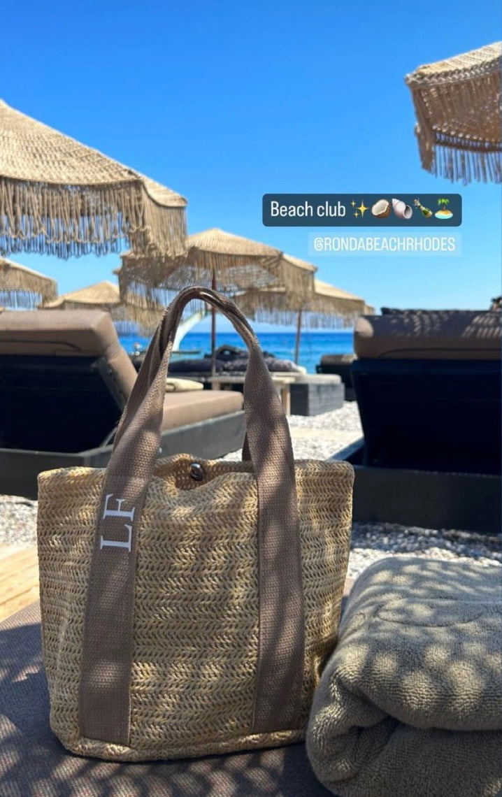 Personalised MIA Ribbon Straw Hand Bag