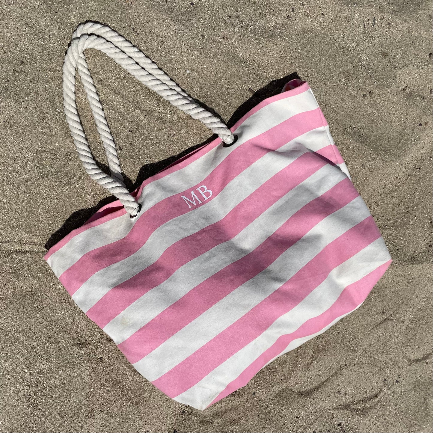 Personalised PALMA Rope Canvas Large Tote Beach Shoulder Bag