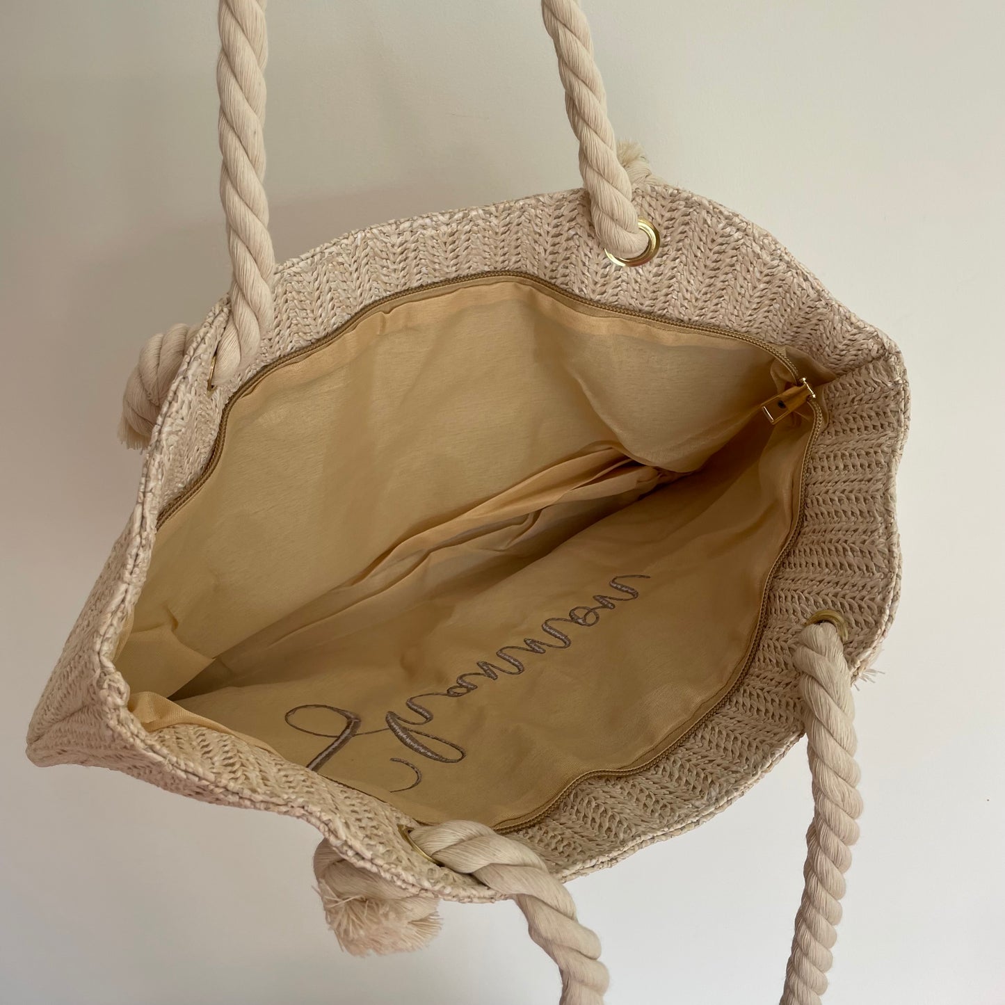Personalised WILLOW Straw Rope Handle Tote & Clutch bag