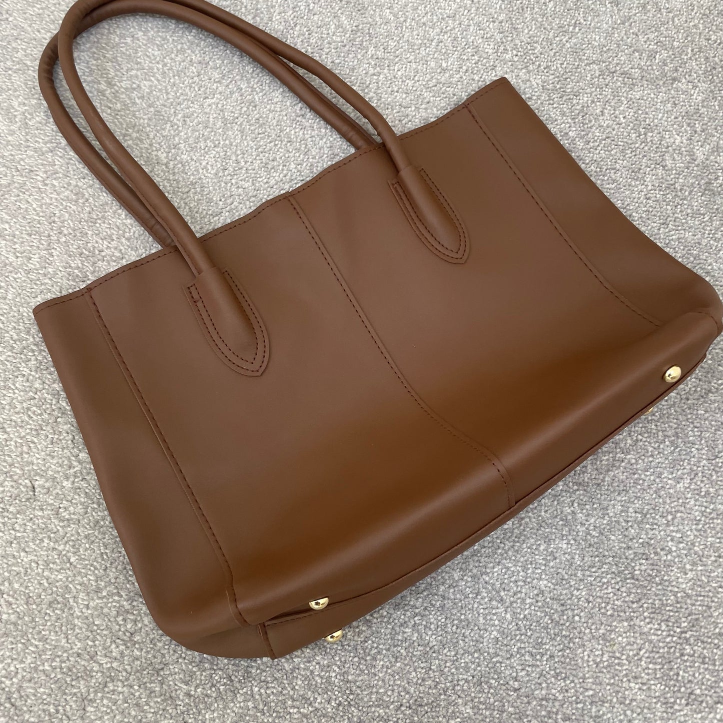 Personalised Brown Soft Faux Leather Tote Bag