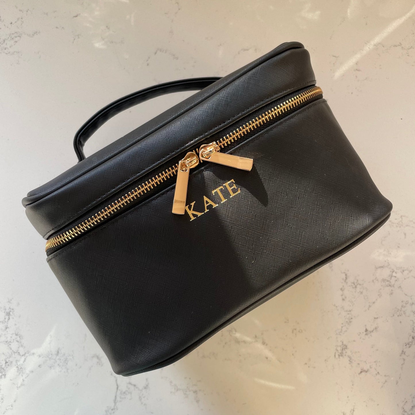 Personalised Saffiano Leather Makeup Zip Around Carry Case