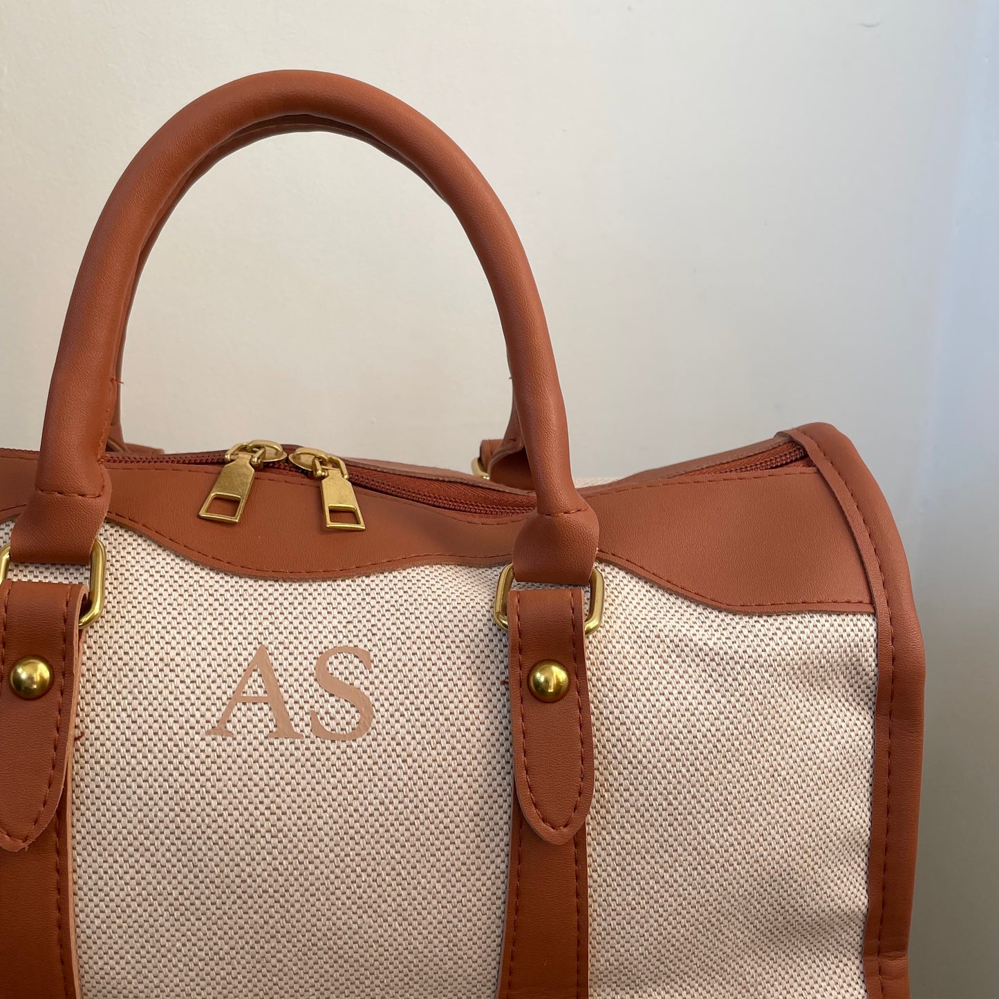 Personalised LILY Canvas & Faux Leather Handbag Cross Body