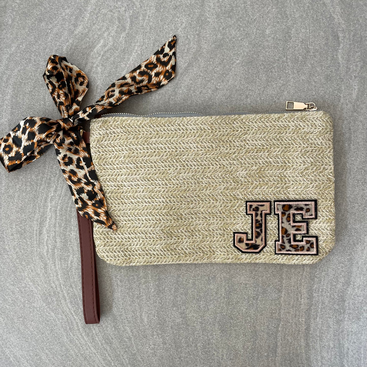 Personalised Leopard Patch Clutch Bag